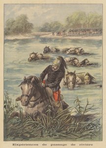 French Dragons Crossing a River by French School
